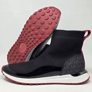 Michael Kors Bodie Bootie Wedge Stretch Knit High Top Sneaker Black Size 10M